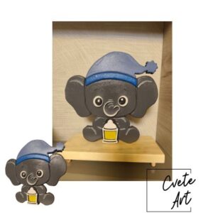 Слонче на поставка - интарзия